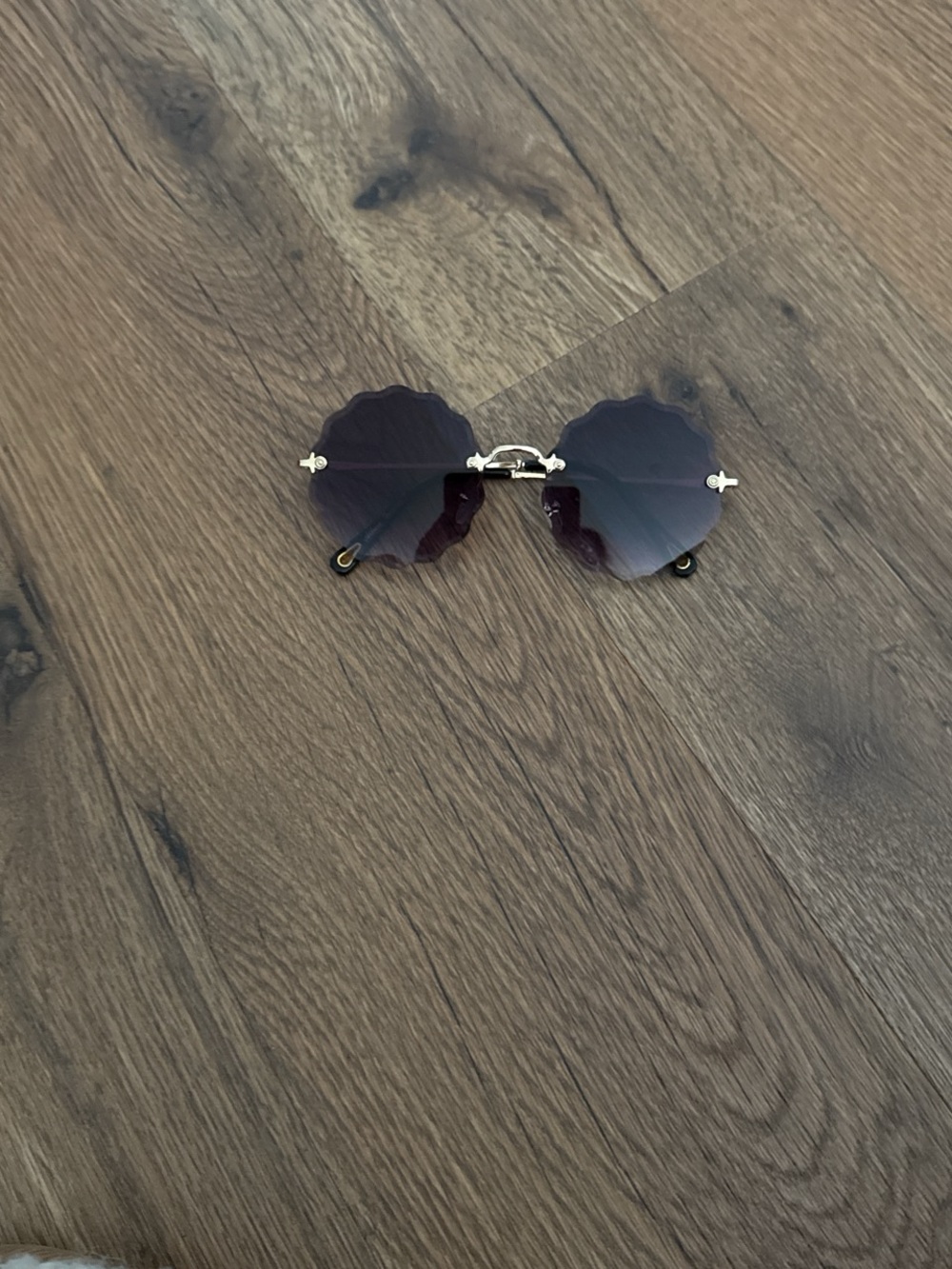 Black and Gold Flower Rim Sunglasses - Black Lenses